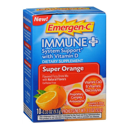 Emergen-C Immune Plus Vitamin D Drink Mix, Super Orange - 10 Ea